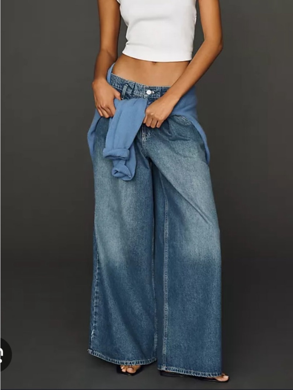 Pilcro Wide-Leg High-Rise Jeans in Blue Denim - Picture 3 of 10